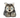 A plush stuffed wolf toy with gray, black, and white fur, bright blue eyes, and a black nose, photographed against a plain white background.