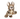 A plush toy rabbit with brown and beige faux fur, featuring long upright ears, a cream-colored snout and inner ears, and raised paws, shown on a plain white background.