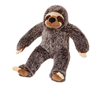 Plush toy sloth on a white background