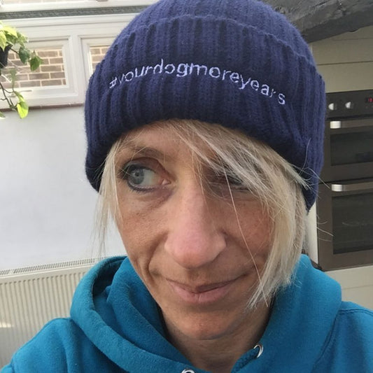 #yourdogmoreyears Fisherman Knit Navy Beanie