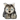 A plush stuffed wolf toy with gray, black, and white fur, bright blue eyes, and a black nose, photographed against a plain white background.