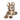 A plush toy rabbit with brown and beige faux fur, featuring long upright ears, a cream-colored snout and inner ears, and raised paws, shown on a plain white background.