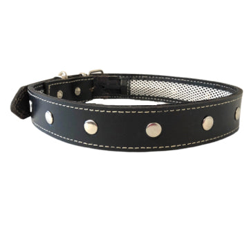 Leather Dog Collars with Inner Mesh to Protect Flea/Calming Collars - rovers-kit