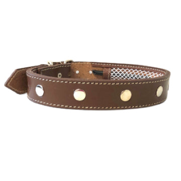 Leather Dog Collars with Inner Mesh to Protect Flea/Calming Collars - rovers-kit